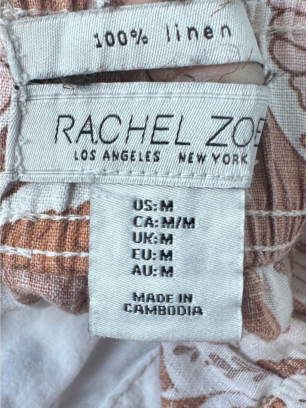 Rachel Zoe 100% Linen Botanical Wide Leg Pants Size M Boho Resortwear - Picture 5 of 8